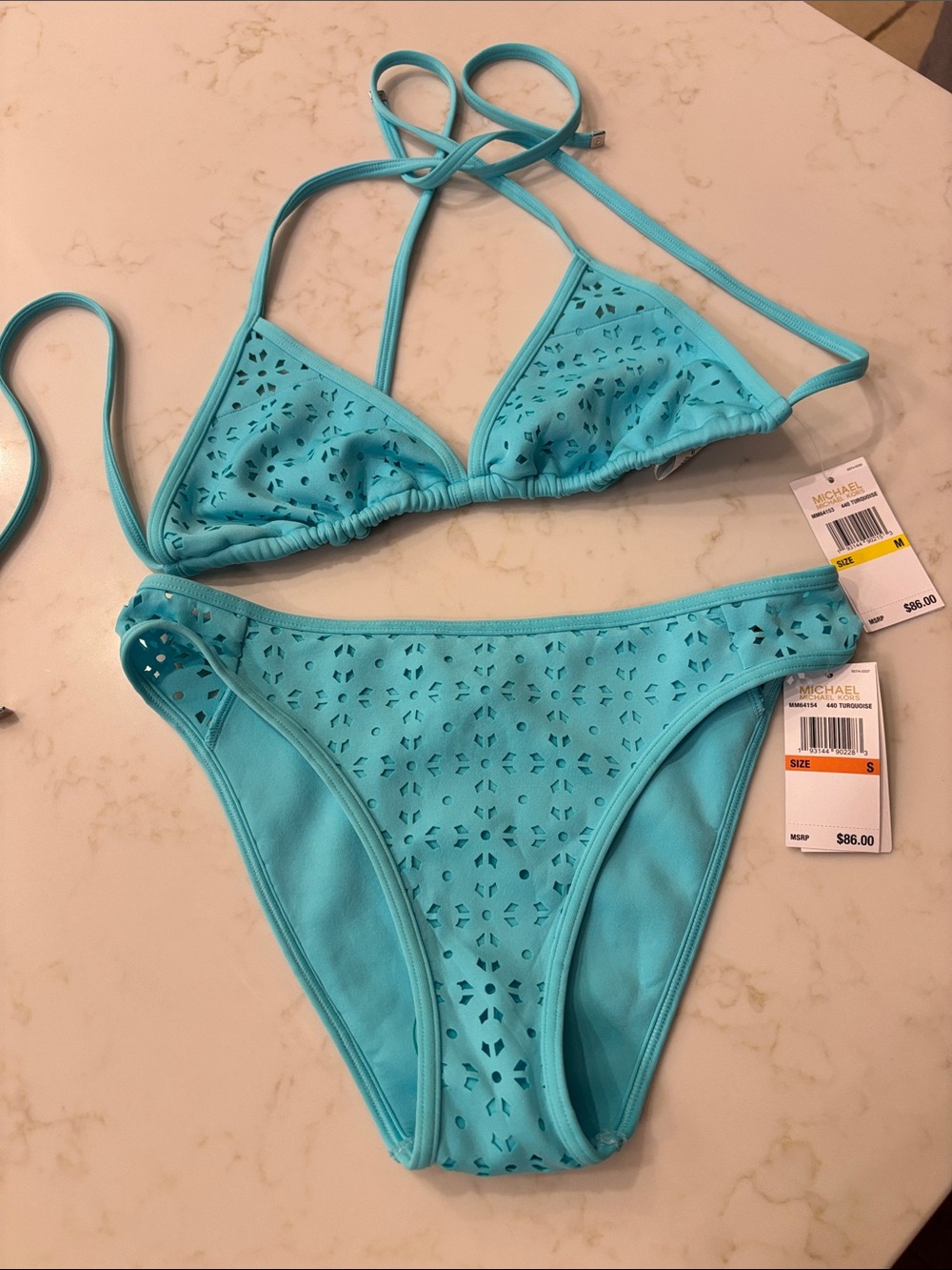 Michael Kors Aqua Laser-Cut Triangle Bikini